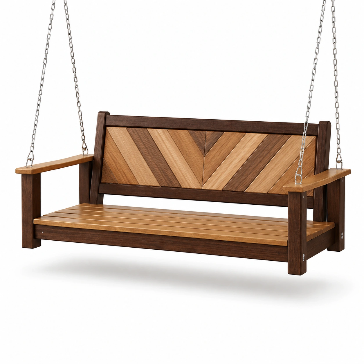 Holzschaukelbank mit Edelstahlketten 150 cm Braun/Natur-frandelia
