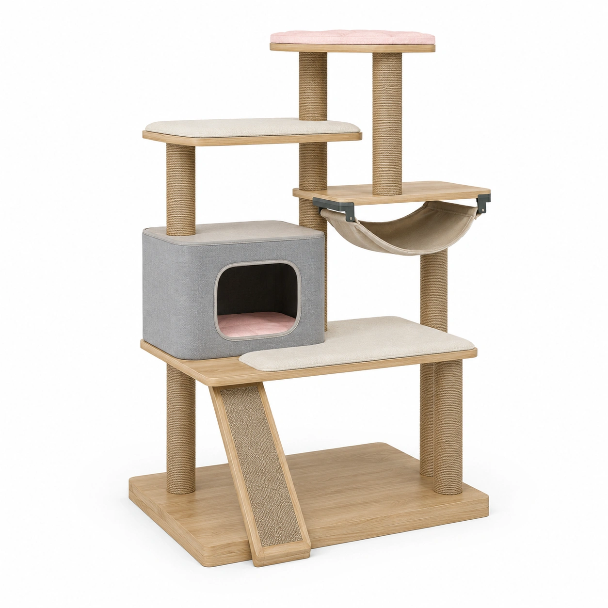 Katzenbaum aus Holz und Sisal mit 120 cm Höhe-frandelia