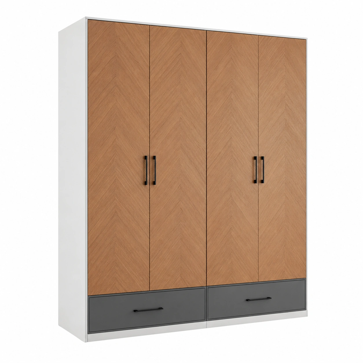 Garderobenschrank mit 4 Türen MDF Eiche Dekor und Schubladen-frandelia