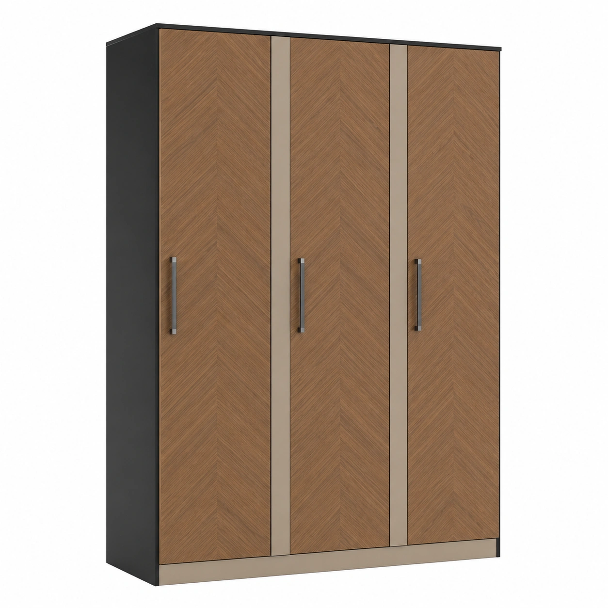 Drehtürenschrank mit MDF und Metall, Schwarz/Braun-frandelia