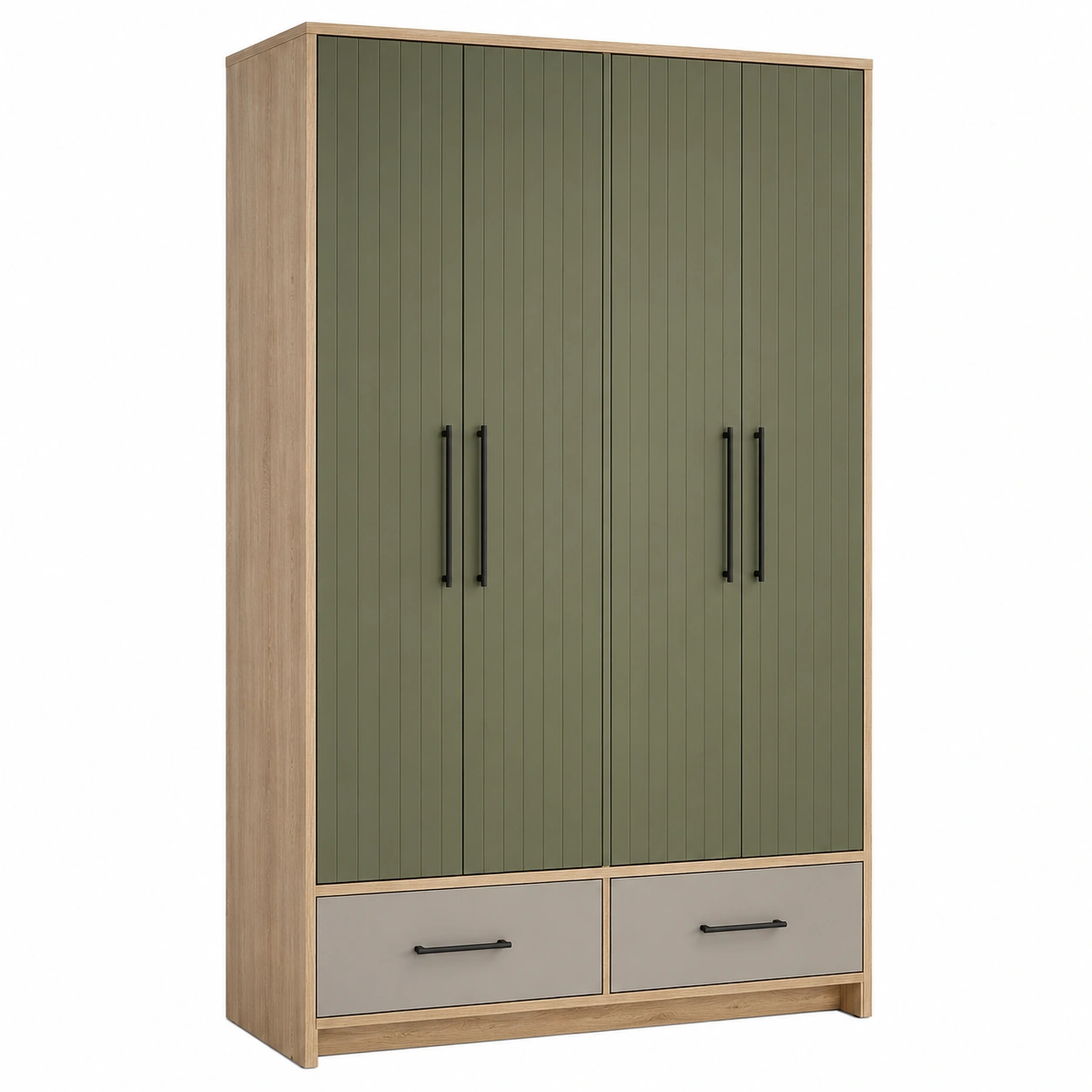 Holzwerkstoff Kleiderschrank mit 2 Türen und 2 Schubladen Grün/Beige-frandelia