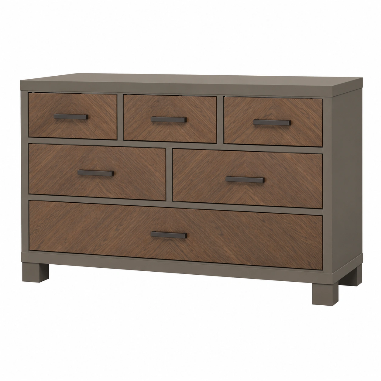 Kommode mit 6 Schubladen aus Holz und MDF, 120x80x40cm, Braun/Grau-frandelia