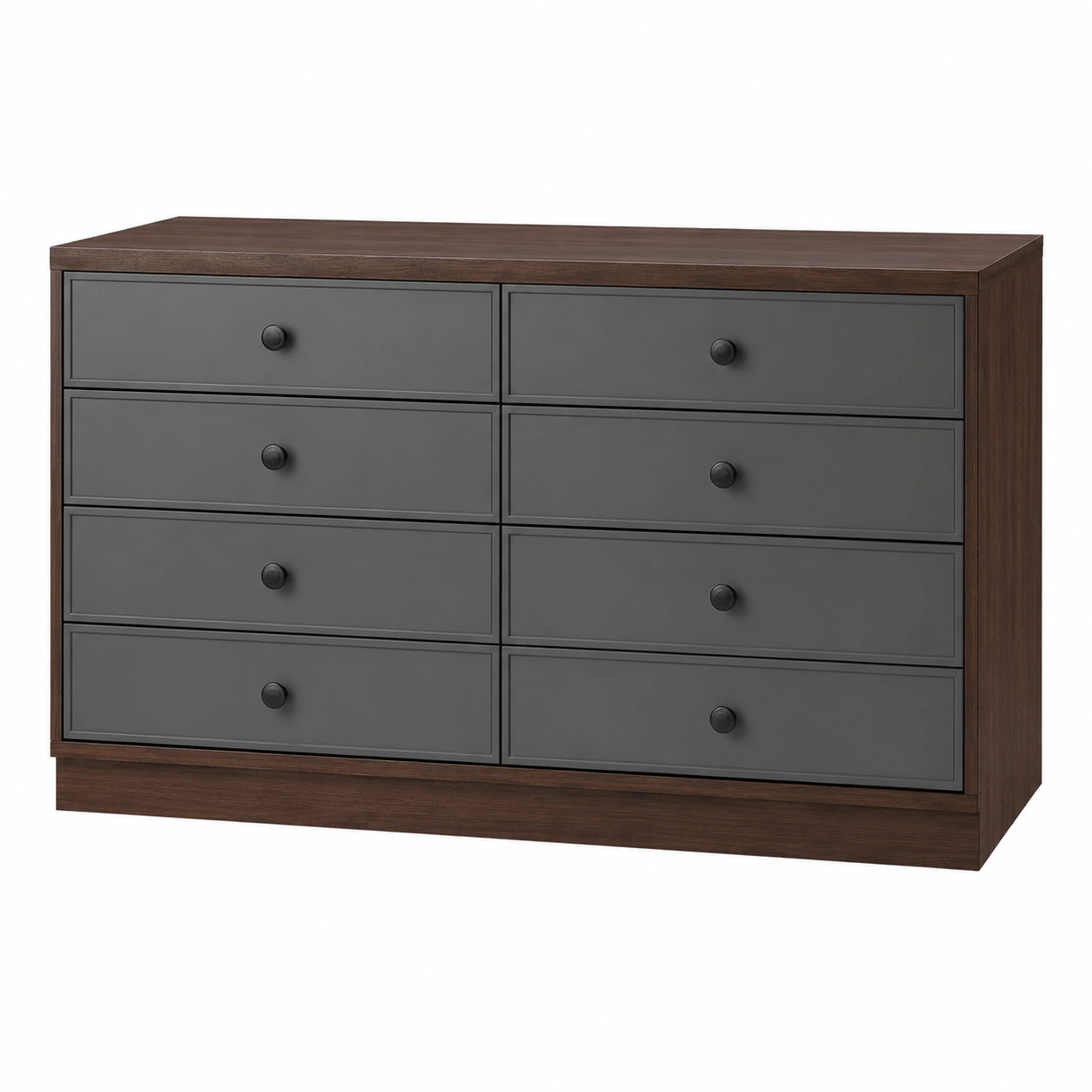 Kommode 8 Schubladen Holz Spanplatte Dunkelbraun/Grau-frandelia
