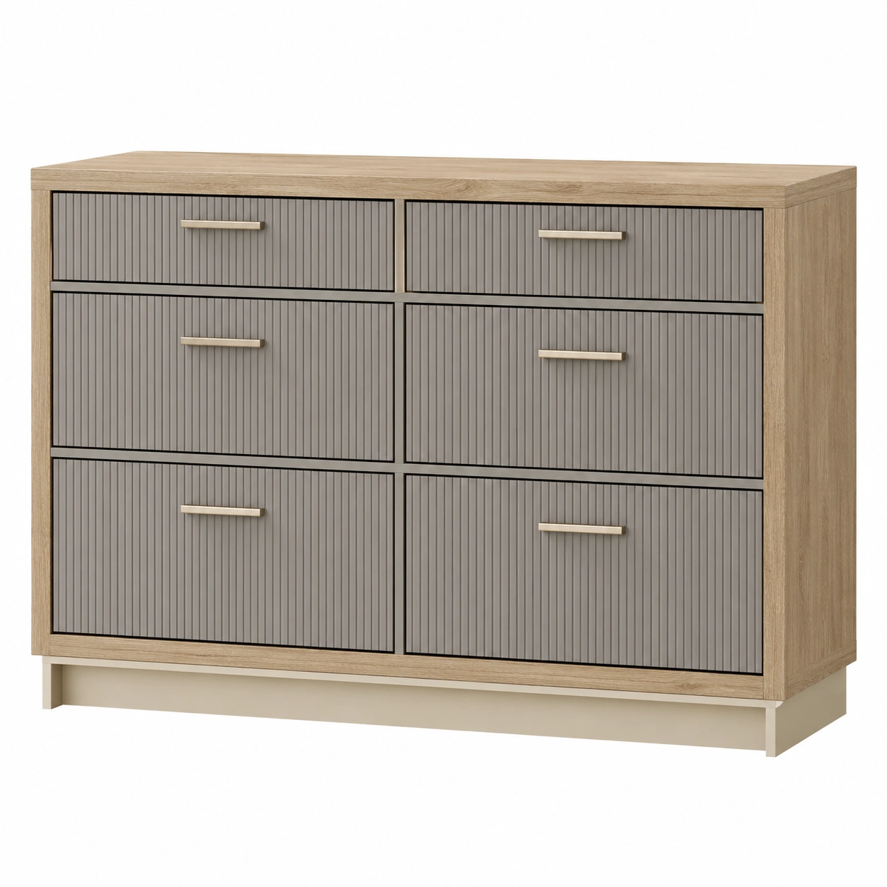 Kommode mit 6 Schubladen MDF Beige/Grau 80x40x78 cm-frandelia