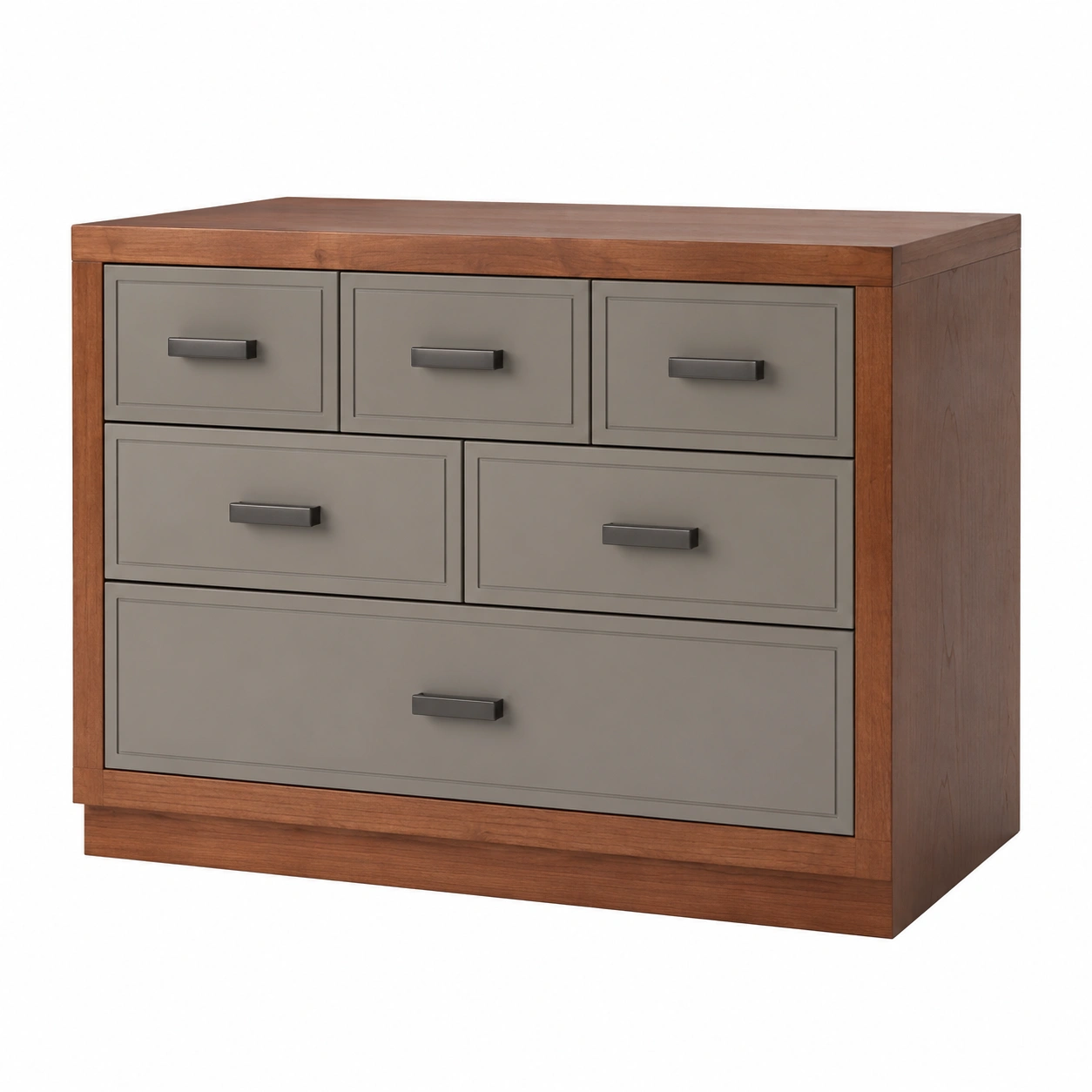 Holz Kommode mit 5 Schubladen Nussbaum Grau 120cm-frandelia