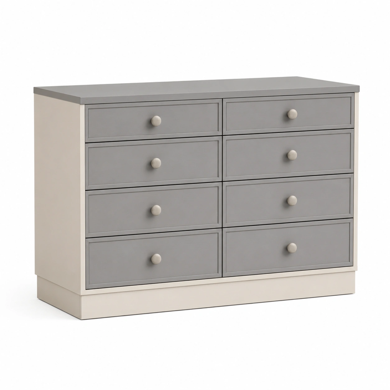 MDF-Kommode mit 8 Schubladen, Grau und Beige-frandelia