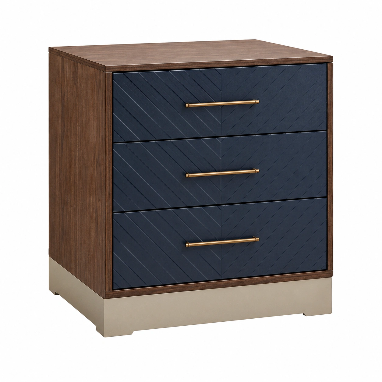 Holz Nachttisch mit 3 Schubladen Blau-frandelia