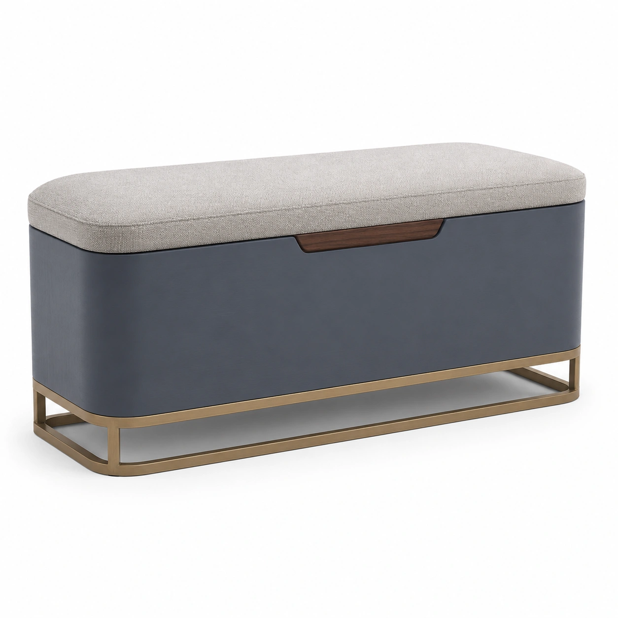 Sitzbank mit Stauraum Stoff/Metall Grau/Beige-frandelia