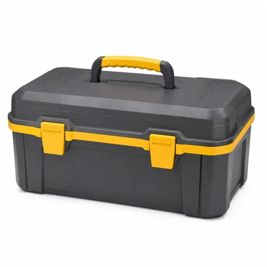 Werkzeugkoffer aus ABS Kunststoff mit Griff 50x25x25cm Schwarz/Gelb-orqelvian