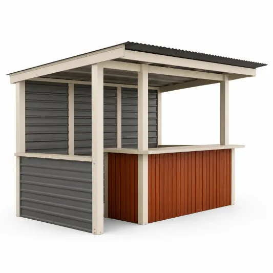 Metall-Gartenbar mit Wellblechdach Grau/Orange 200x150x210cm-orqelvian