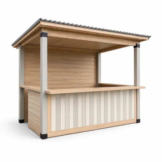 Holzverkaufsstand mit Dach Hellbraun/Beige-orqelvian