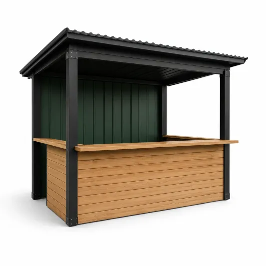 Gartenbar mit Dach Aluminium Stahl Holz Schwarz Natur-orqelvian