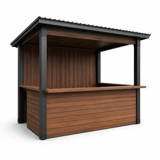 Holzbar mit Überdachung und Stahlrahmen 200cm Braun-orqelvian
