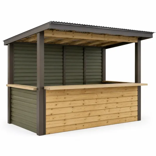 Kiosk aus Holz und Metall 250x150x230 cm Grün/Braun-orqelvian