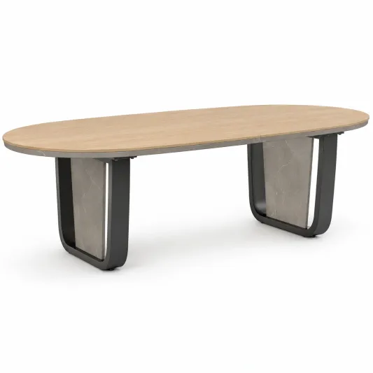 Esstisch Oval Holz Stahl Keramik 180cm-orqelvian