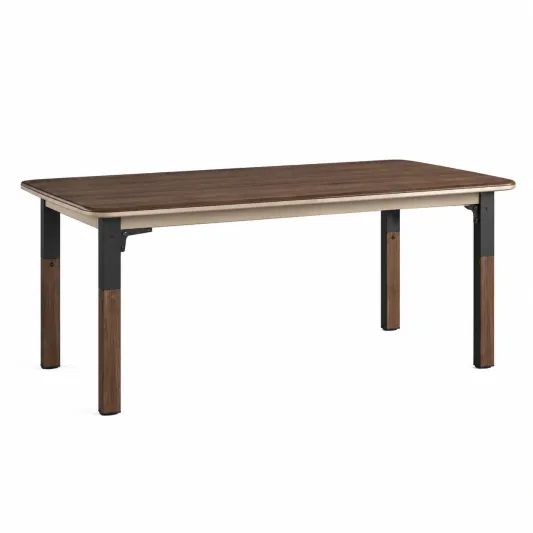 Rechteckiger Esstisch aus Holzfurnier und Metall 180x90x75cm Braun-orqelvian