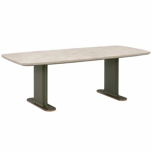 Esstisch Marmoroptik Stahlbeine 180x90x75cm Beige/Grün-orqelvian