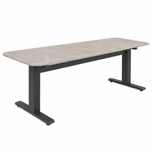 Rechteckiger Esstisch aus Keramik und Stahl 200x90 cm Grau-orqelvian