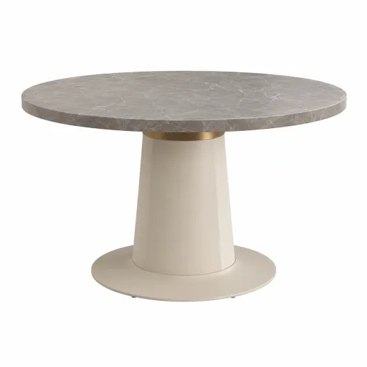 Runder Esstisch Marmortischplatte Metallbasis Grau Beige 120cm-orqelvian