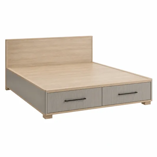 Doppelbett mit Schubladen Holzwerkstoff 140x200cm Beige Grau-orqelvian
