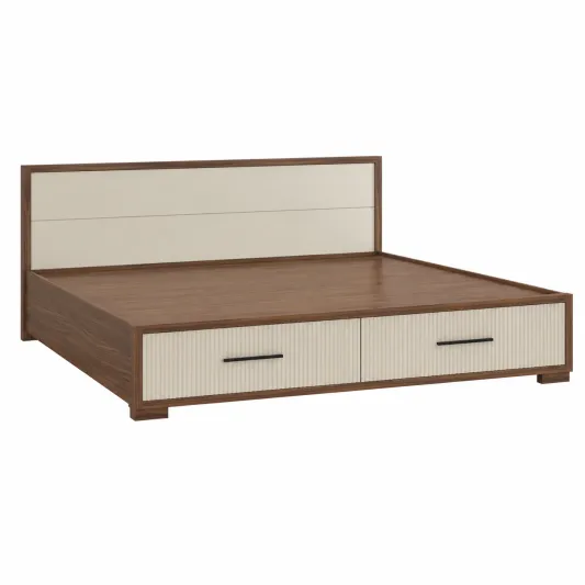 Holzbett mit Stauraum, Braun/Beige-orqelvian