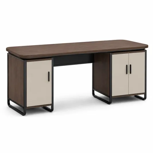 Schreibtisch aus Holzwerkstoff mit Metallrahmen 160cm x 60cm x 75cm Braun/Beige-orqelvian