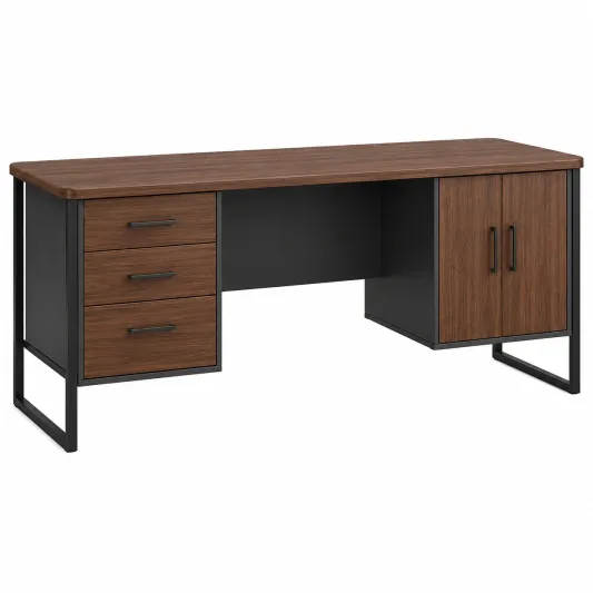 Schreibtisch Holzwerkstoff Eisen Braun/Schwarz-orqelvian
