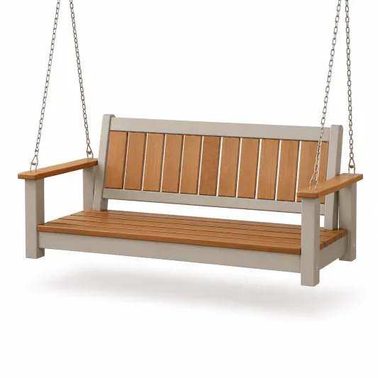 Gartenschaukelbank Holz/Metall Natur/Beige 150x60x90 cm-orqelvian