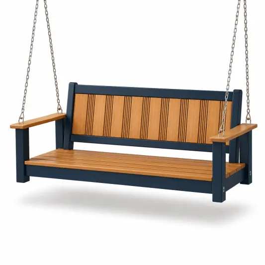 Metall-Holz Schaukelbank 150cm Eiche/Schwarz-orqelvian