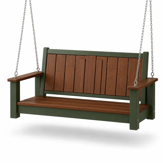 Schaukelbank Holz Metall 120cm Braun/Grün-orqelvian