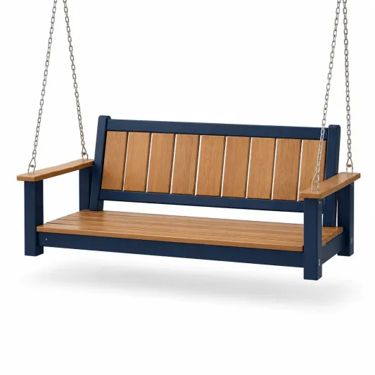 Gartenschaukelbank Holz Stahl Blau/Natur-orqelvian