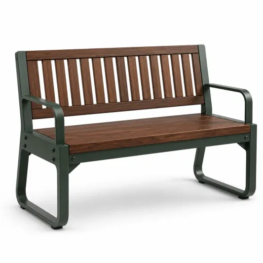 Gartenbank Akazienholz Metall Braun Grün-roomoveta