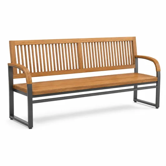 Gartenbank Akazienholz Metall 180cm Natur Schwarz-roomoveta