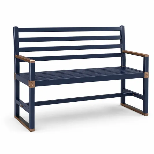 Metall Gartenbank Aluminium Blau/Bronze-roomoveta
