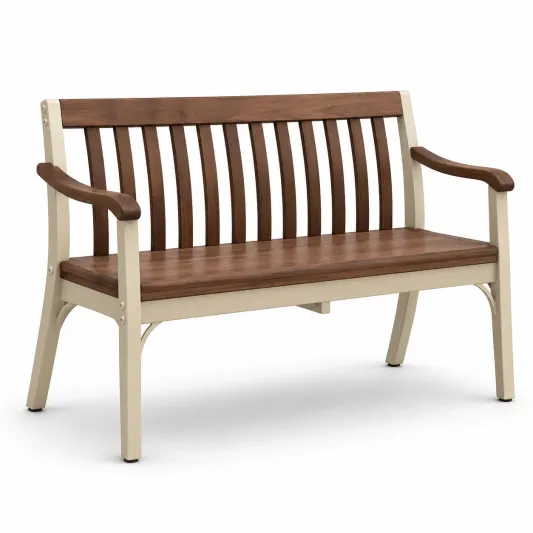 Gartenbank aus Holz und Metall 120cm Braun/Beige-roomoveta
