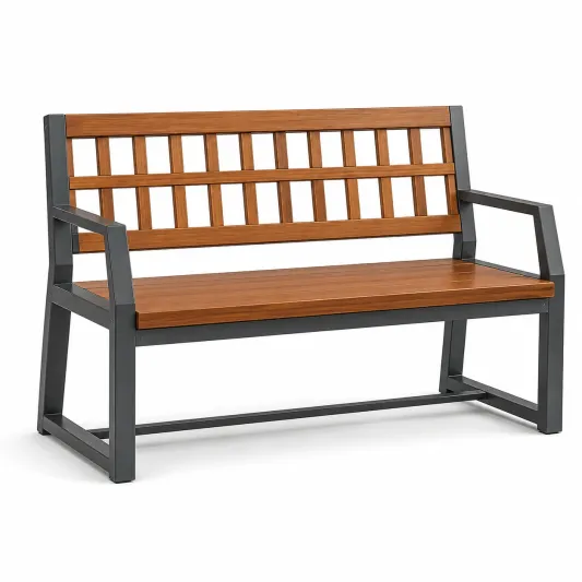 Gartenbank Massivholz Stahl Braun Schwarz-roomoveta