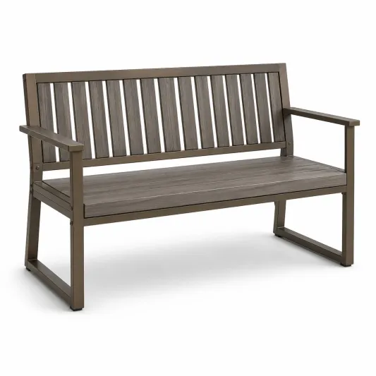 Aluminium Gartenbank mit WPC Sitzfläche Braun-decozira