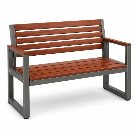 Gartenbank aus Eukalyptusholz und Stahl 120cm Braun/Grau-decozira