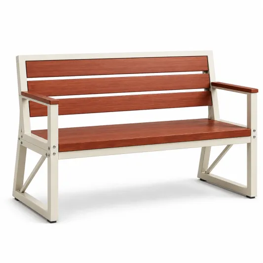 Gartenbank Aluminium-Holzoptik 125x60x85 cm Braun/Beige-decozira