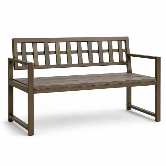 Gartenbank aus Metall und Akazienholz Braun-decozira