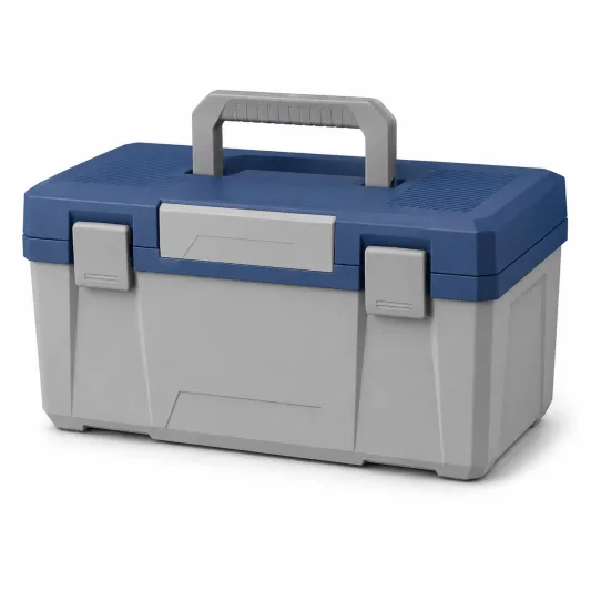 Werkzeugkasten Polypropylen 45cm x 27cm x 23cm Blau/Grau-decozira