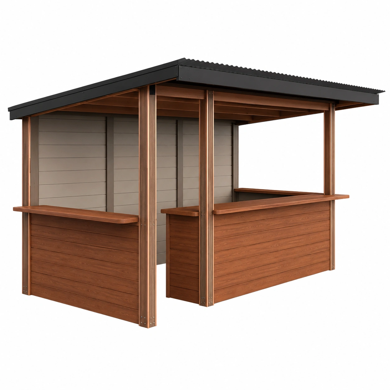Gartenbar aus Holz mit Metalldach, Braun-decozira