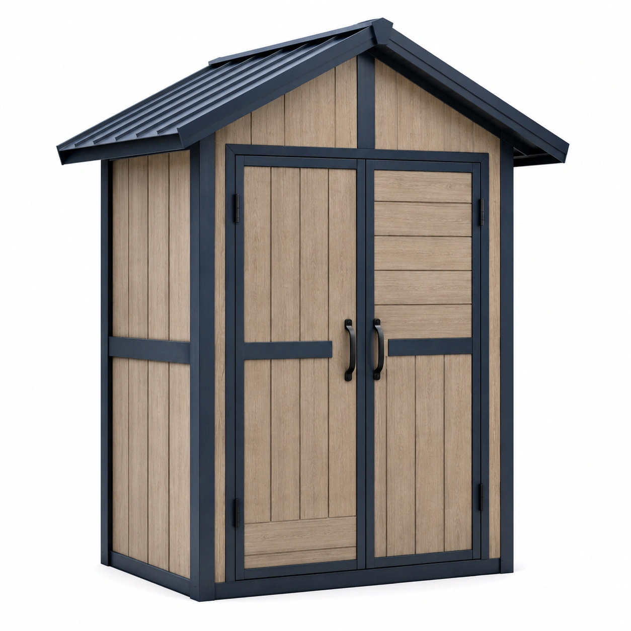 Metall-Gartenhaus mit Holzoptik 190x130x215 cm Braun/Anthrazit-decozira
