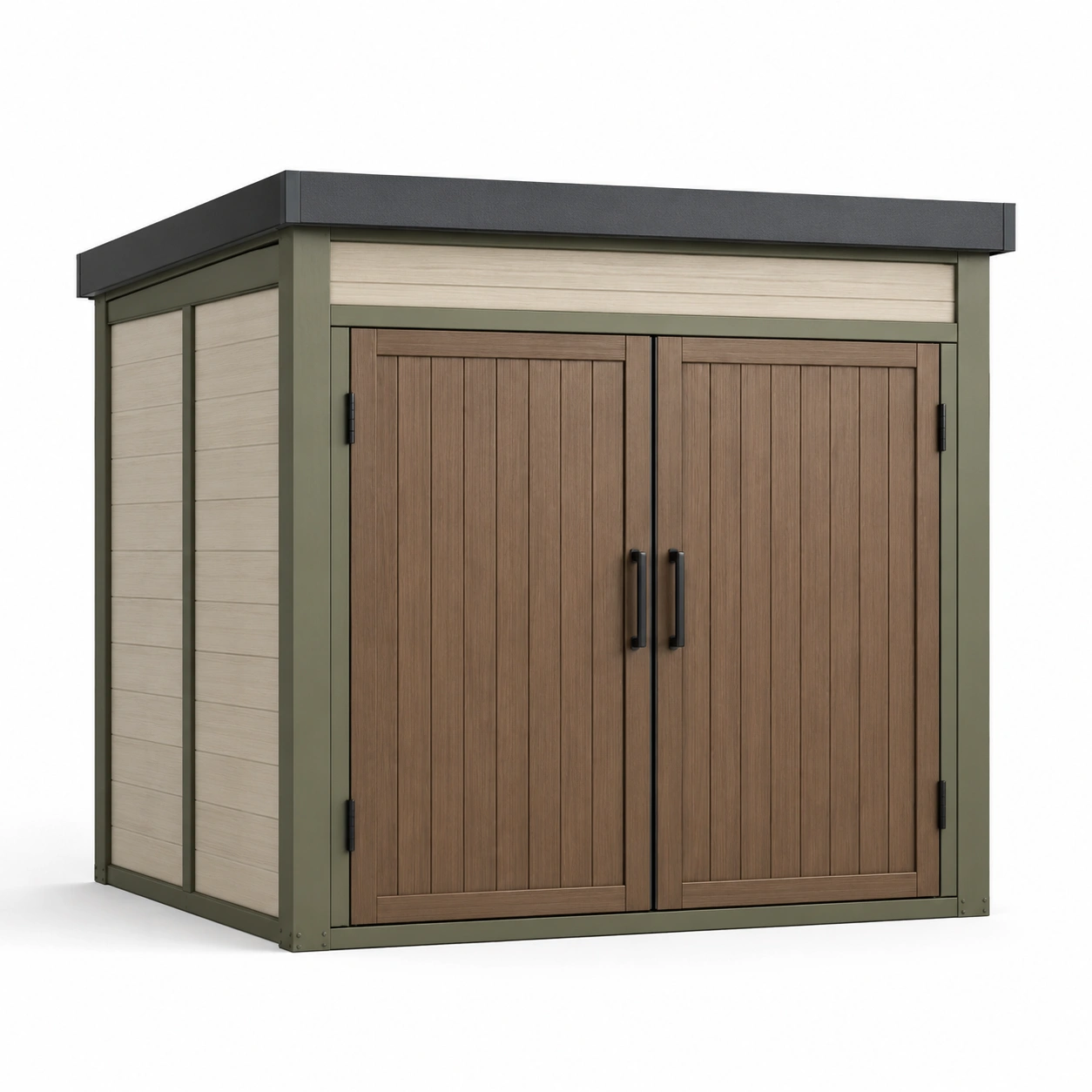 Gartenhaus aus Holz-Kunststoff mit Doppeltür 200x130x210 cm Braun/Beige-decozira