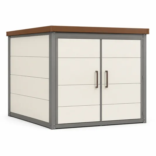 Metall Gartenhaus mit Aluminiumrahmen 150x200x180 cm Beige-decozira