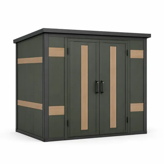 Gartenhaus Kunststoff Holzoptik 200x130x180 cm Grün-decozira