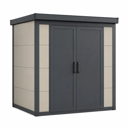Metall Gartenschuppen mit Doppeltür 190x130x200cm Grau/Beige-decozira