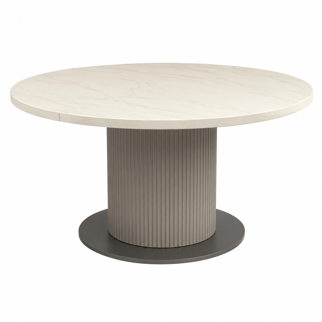 Runder Esstisch mit Keramikplatte und Metallfuß Ø120cm Beige-decozira