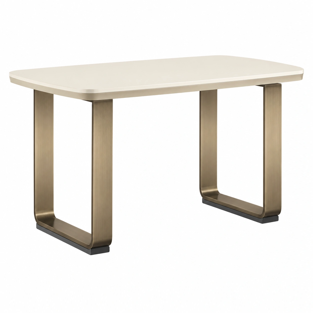 Rechteckiger Esstisch Metallrahmen MDF-Platte 150x90x75 cm Cremig/Bronze-decozira