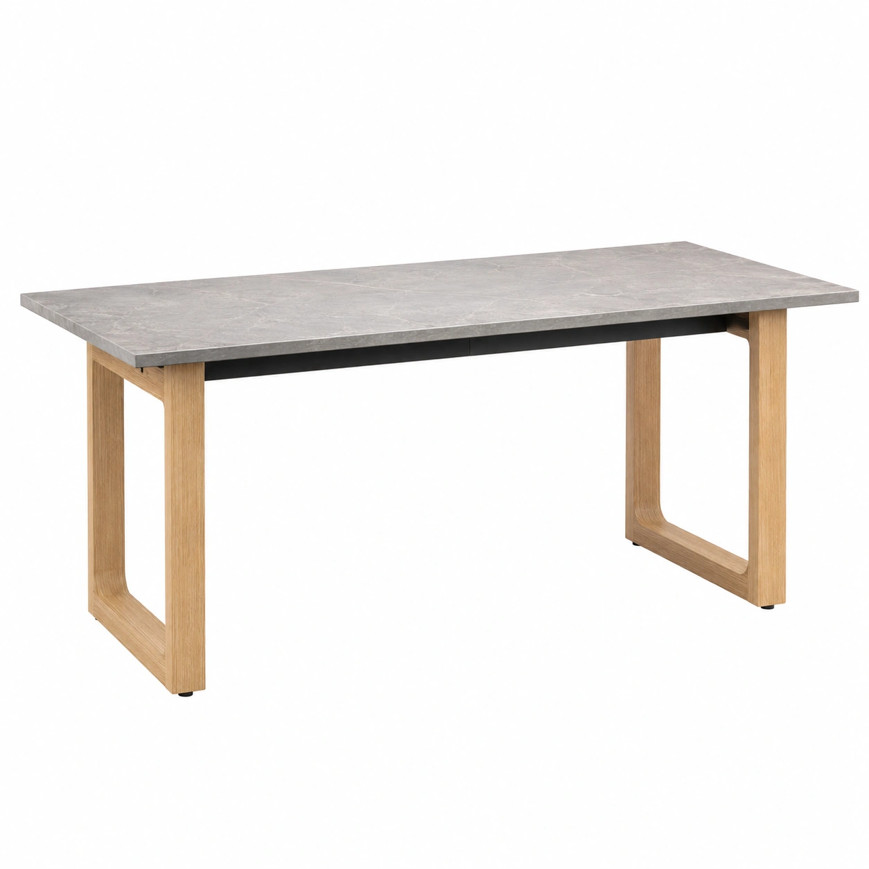 Esstisch mit Marmoroptik Tischplatte und Holzbeinen 200x90x75 cm Grau-decozira